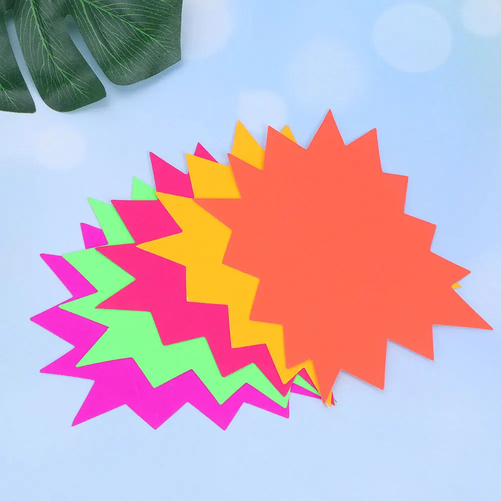 80개입 특가 판매용 종이 폭발 모양 할인 태그 가벼운 무게로 컴팩트하게 제공되며, 상점, 슈퍼마켓, 차고 판매, 기금 모금에 적합합니다.
