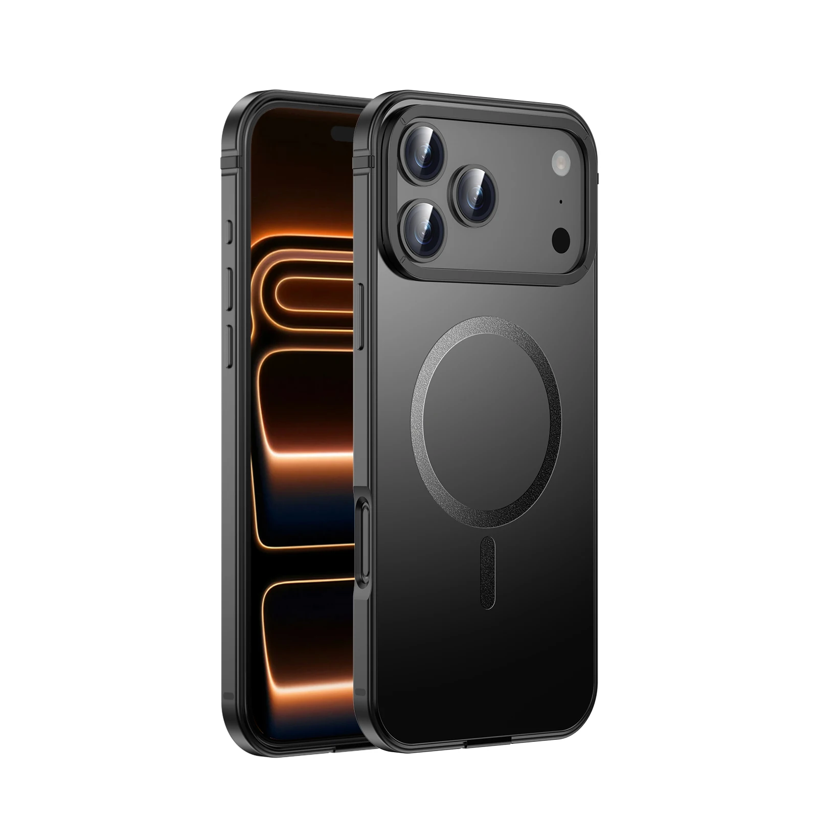 Heavy-Duty MagSafe Compatible Alloy Frame Case with Shockproof Protection & Magnetic Ring
