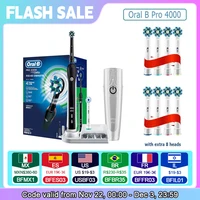 Oral B Electric Toothbrush Pro 4000 3D Action Daily Clean Teeth Visible Pressure Sensor 4 Modes Gum Cares Waterproof Rechargeabl 1