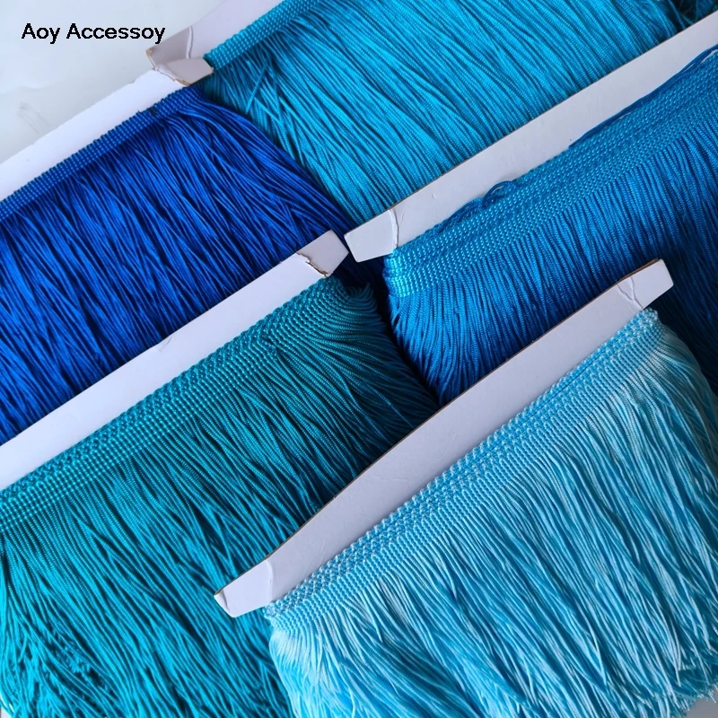 블루 술 스레드 술 액세서리 Vestido De Baile 라틴계 홈 장식 프린지 트림 공예 라틴 드레스 장식 10 야드