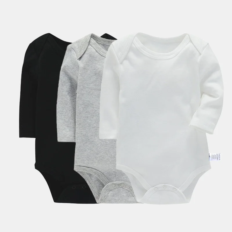 3Pieces/lot Bodysuit For Newborns Cotton Long Sleeve Infant Baby Girls Boys Jumpsuit Soft Solid Baby's Rompers 3-24Month