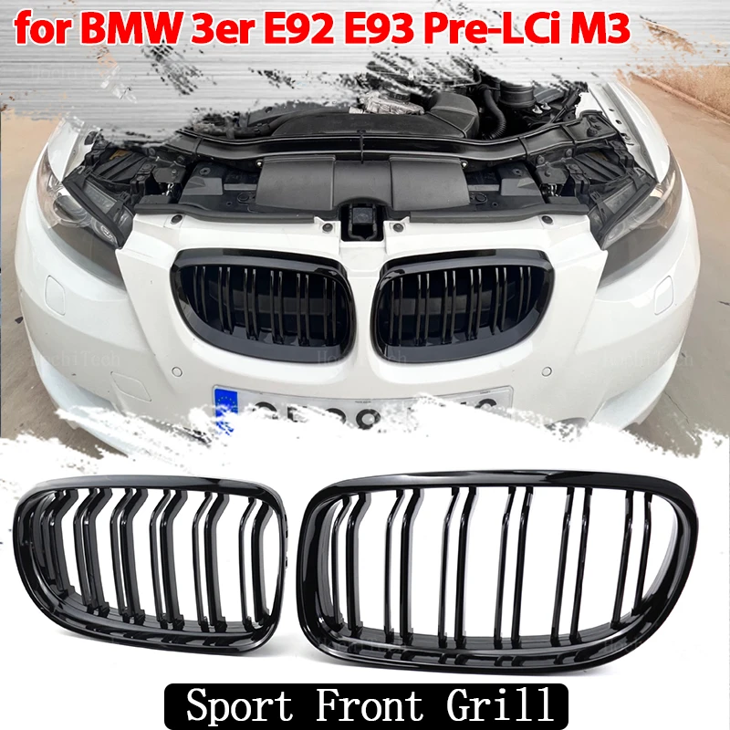

Front Bumper Kidney Grill for BMW 3 Series E92 E93 2 Doors 2006-2013 Gloss Black Dual Line Grille Car Styling Racing Grilles