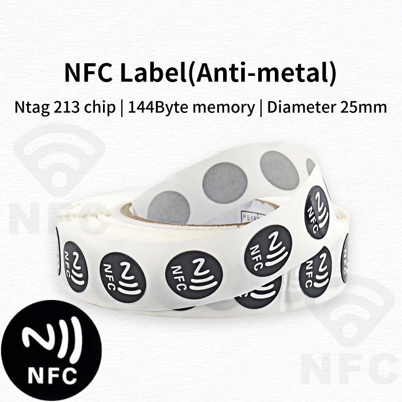 Étiquettes Ntag213 Anti-métal, étiquette adhésive réinscriptible de 25mm de diamètre pour Smartphones compatibles NFC TagMo