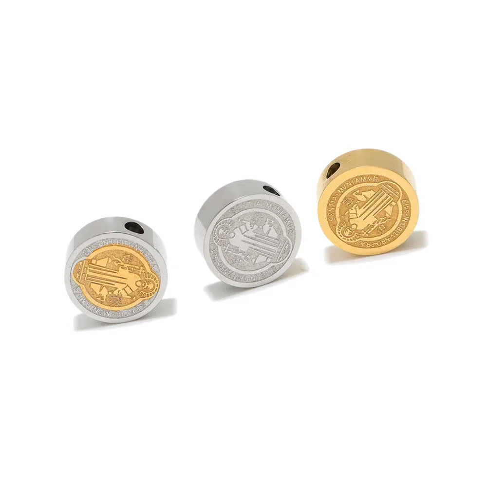 

5pcs San Benito Stainless Steel Cross Bead Charm Gold/Silver Metal Cross San Benito Bead Charm St Benedict Medal Jewelry