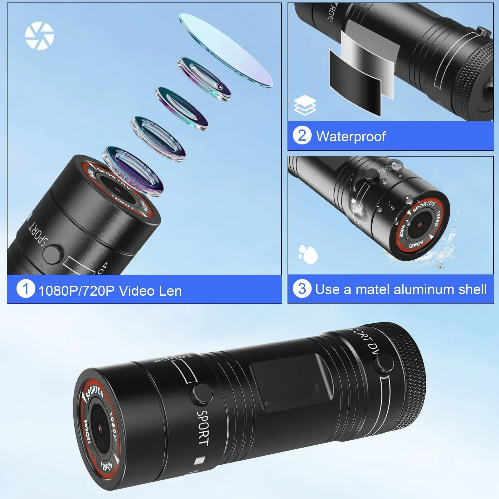F9 Sport Camera HD 1080P Bike Motorcycle Helmet Camera Outdoor Action DV Video DVR Audio Recorder Dash Cam for Car Bicycle 4