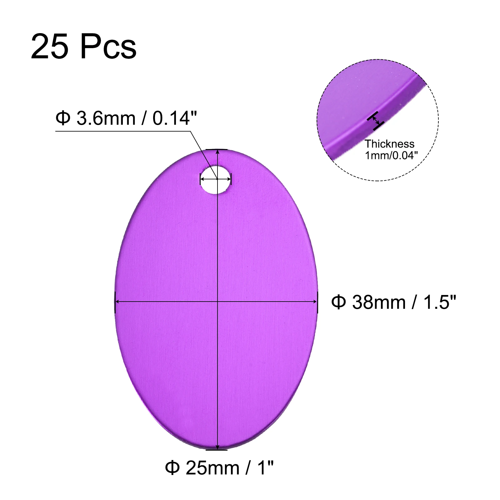 uxcell 25pcs Metal Oval Stamping Blank DIY Label Aluminum Tags 25x38mm Purple for Craft, Pendant Decoration