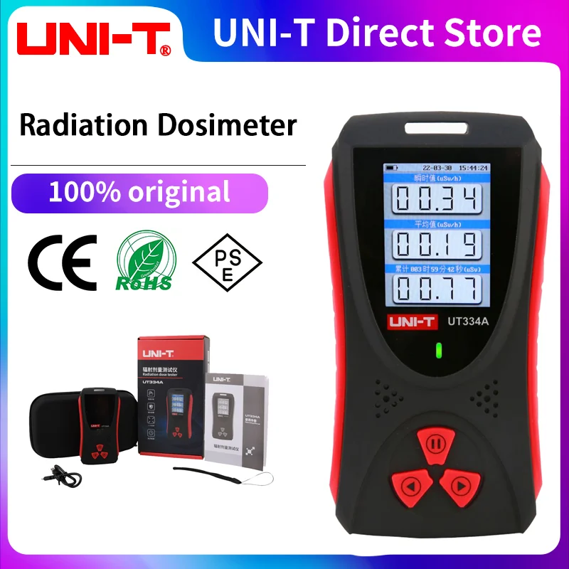 UNI-T UT334A Geiger Counter Electromagnetic Radiation Detector Personal Dosimeter X-ray Beta Gamma Detection EMF Meter.