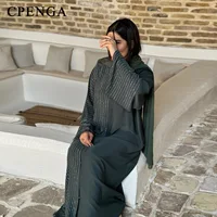2025 Eid Arabic Muslim Cardigan for Women Luxury Dubai Open Abaya Dress Islam Ramadan Clothing Fashion Loose Turkey  Kimono Robe