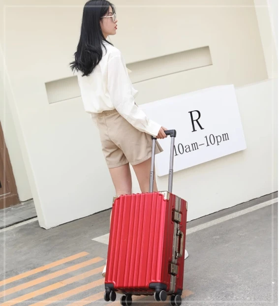 

N6860 Luggage compartment aluminum frame trolley case women's durable travel case universal wheel suitcase