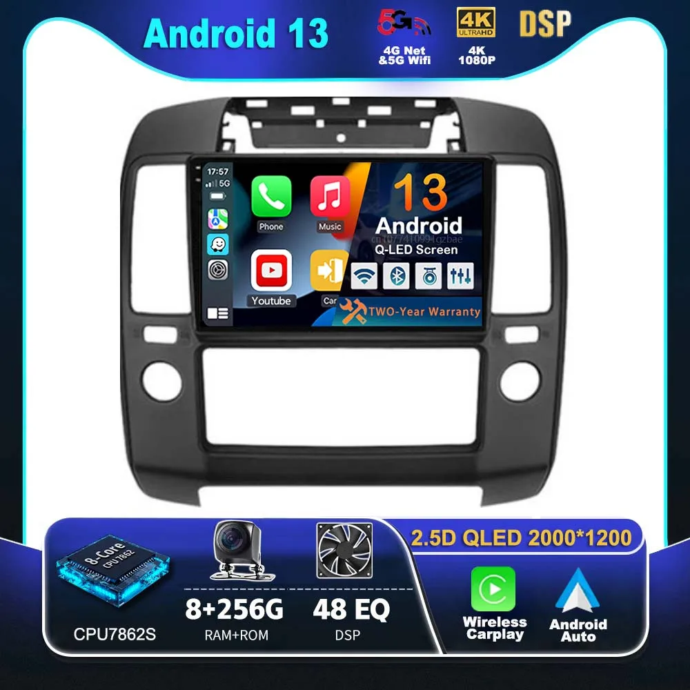 

Android 13 Carplay Auto For Nissan Navara 3 D40 2004 - 2010 Car Radio Player Multimedia stereo Navigation 4G+WIFI DSP Video 2din