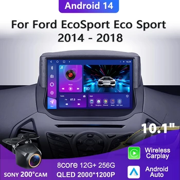 2K QLED Android 14 Car Stereo for Ford EcoSport (2013–2017) – In-Cell Touchscreen Multimedia Head Unit with GPS Navigation, 5G WiFi, Bluetooth, and Dash Cam Support 1
