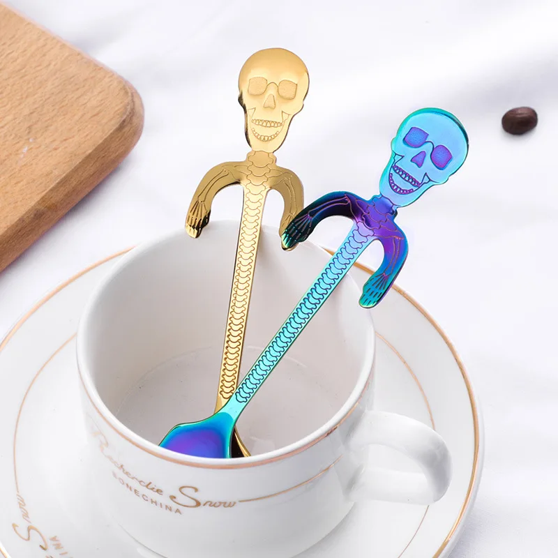 304 Stainless Steel Skeleton Spoon Halloween Coffee Spoon Bone Stirring Hanging Cup Small stainless steel spoon stainless steel spoon set stainless steel fork spoon set