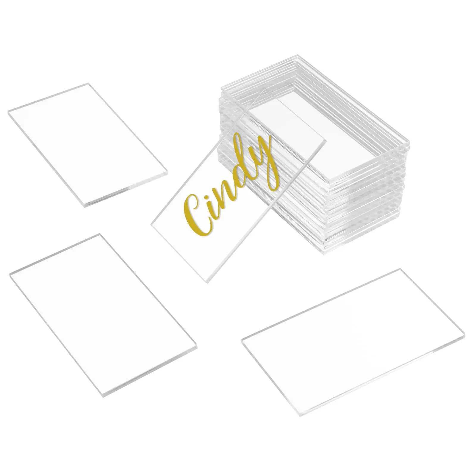 

Clear Acrylic Place Cards for Wedding Table Setting, Rectangle Acrylic Blanks Plate, Seating Name Cards for Dinner Parties