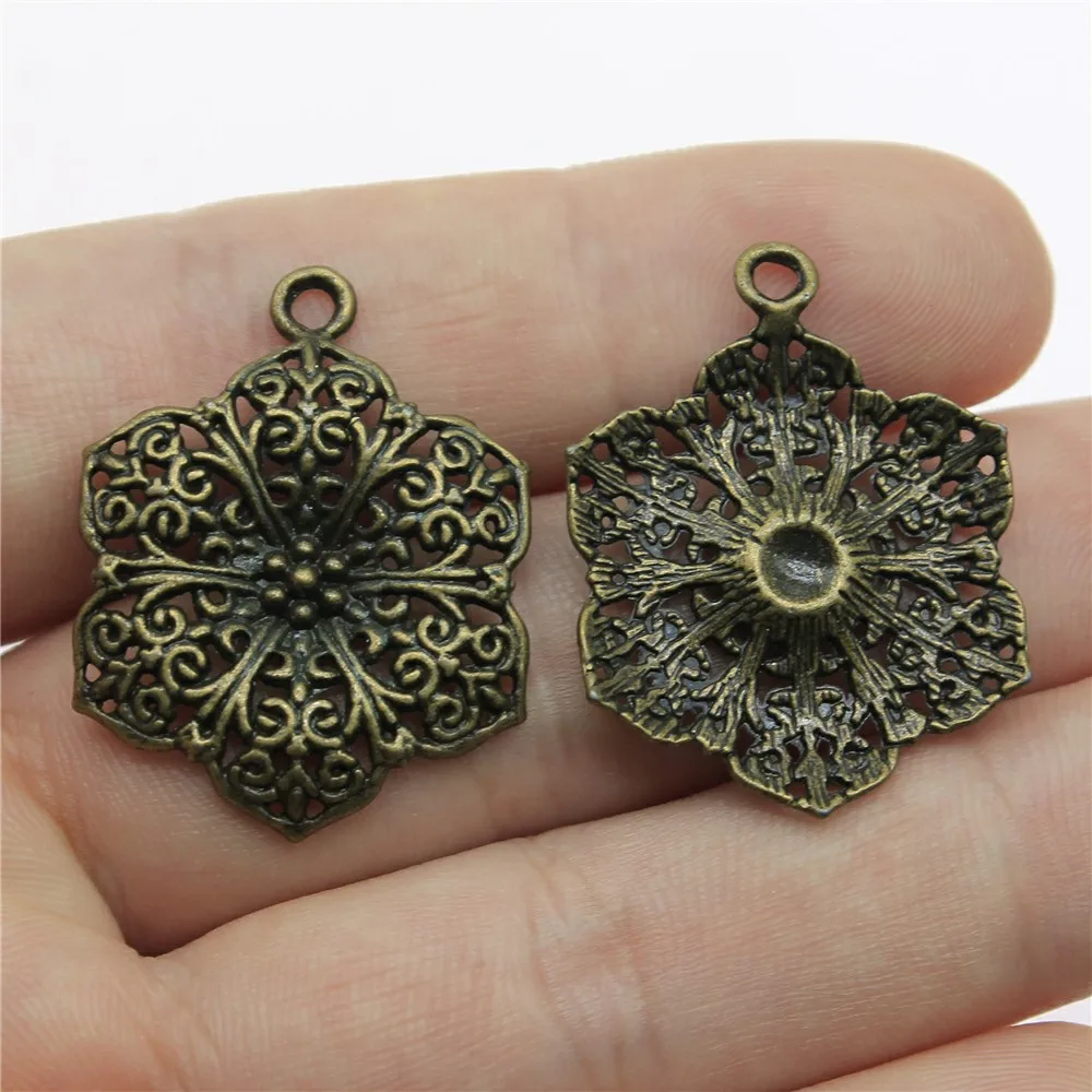 10pcs 31mm IRIS Flower Connector Pendant Charms Tibetan Silver DIY Jewelry A7821 