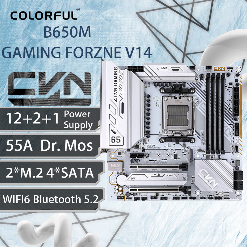 New Colorful AMD CVN B650M GAMING FROM V14 AM5 White motherboard slot mainboard MAX-128GB memÃ³ria ddr5 pcie 5.0 novo wifi6