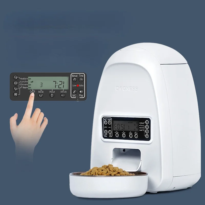 

Pet Auto Feeder App Control Smart Feed Automatic Dog and Cat Feeder Plastic LCD Screen Choking Prevent Device Double Dog Bowl C