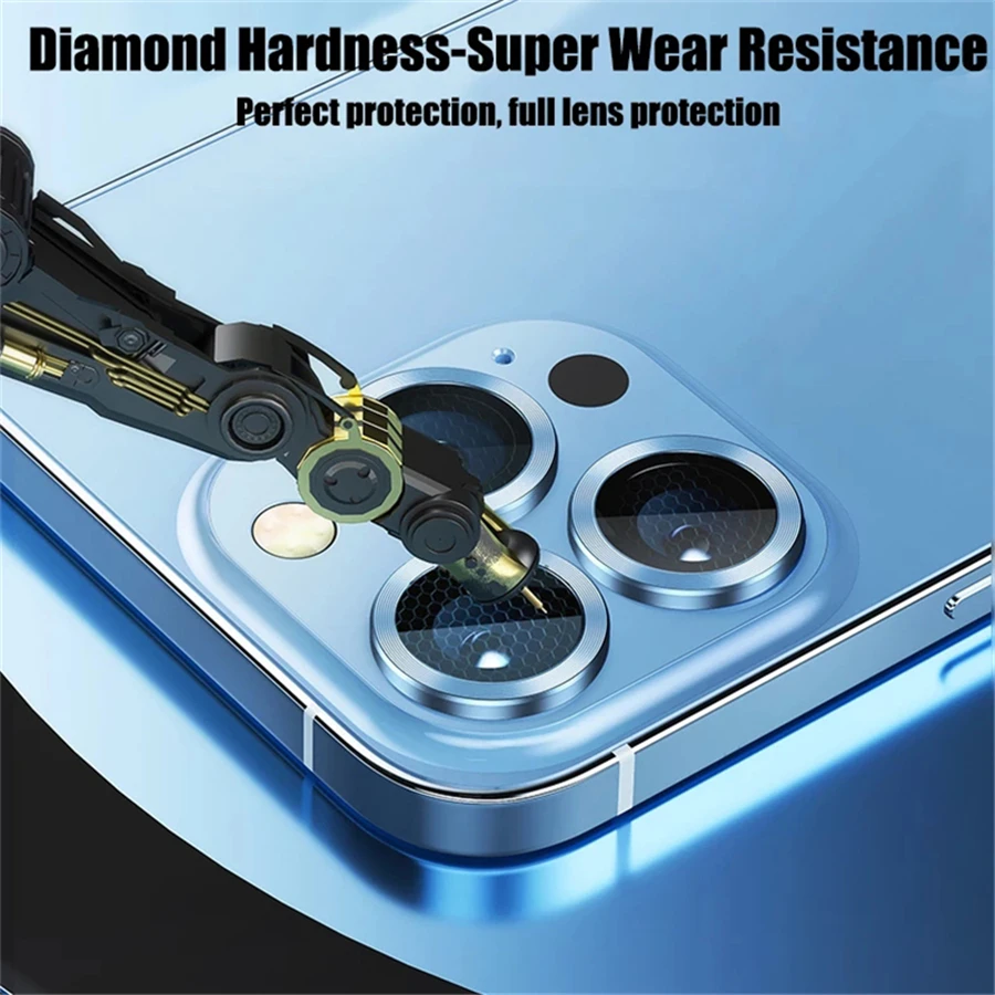 Premium Titanium Camera Protector with Tempered Glass Lens Cover Cap