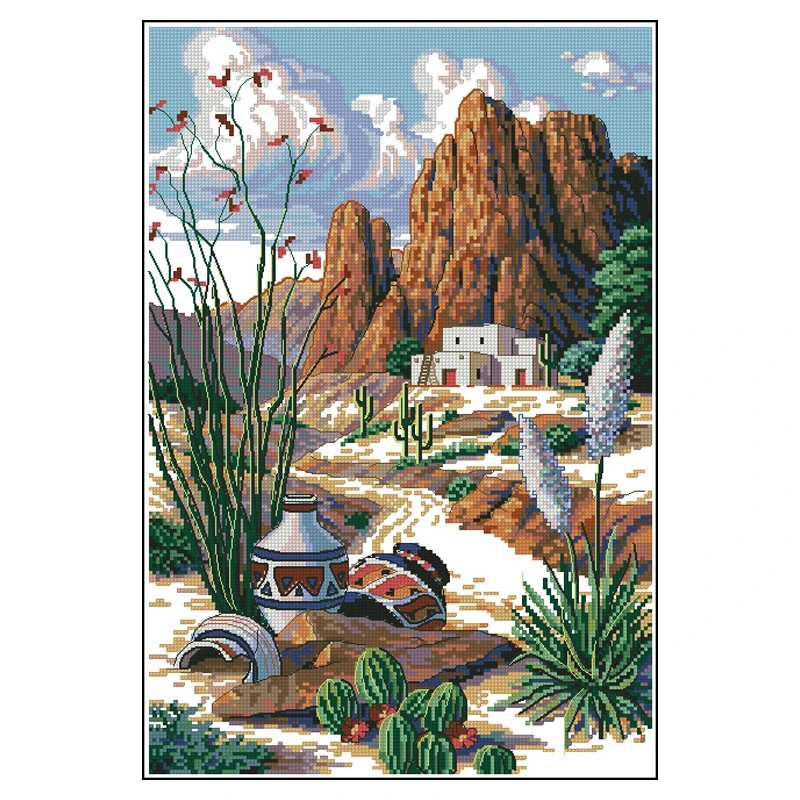 

Прекрасный Набор для вышивки счетным крестом, кактус Cacti Dim 03801, 3801, 14CT, металлическая Аида, горшок для пустынных гор