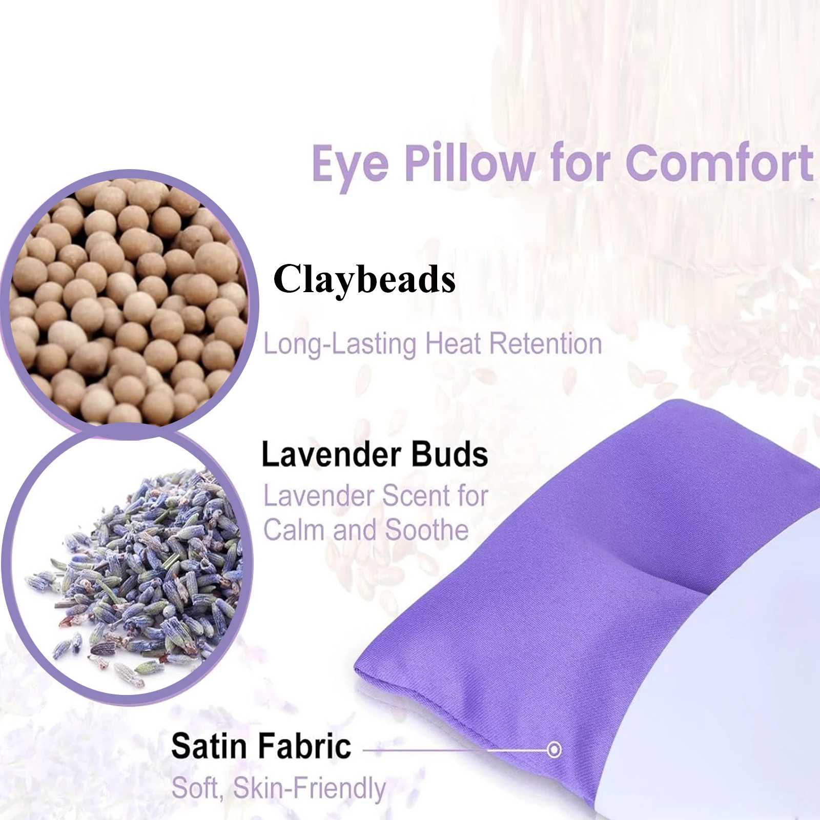 Lavender Eye Pillow for Yoga Relaxation Sleeping Microwavable Weighted Mask for Dry Eyes Hot & Cold Compress with Aromatherapy