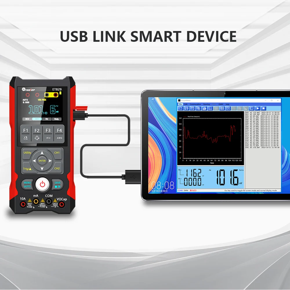 ET829 2 Channel 80MHz Digital Storage Oscilloscope Multimeter Signal Generator 3