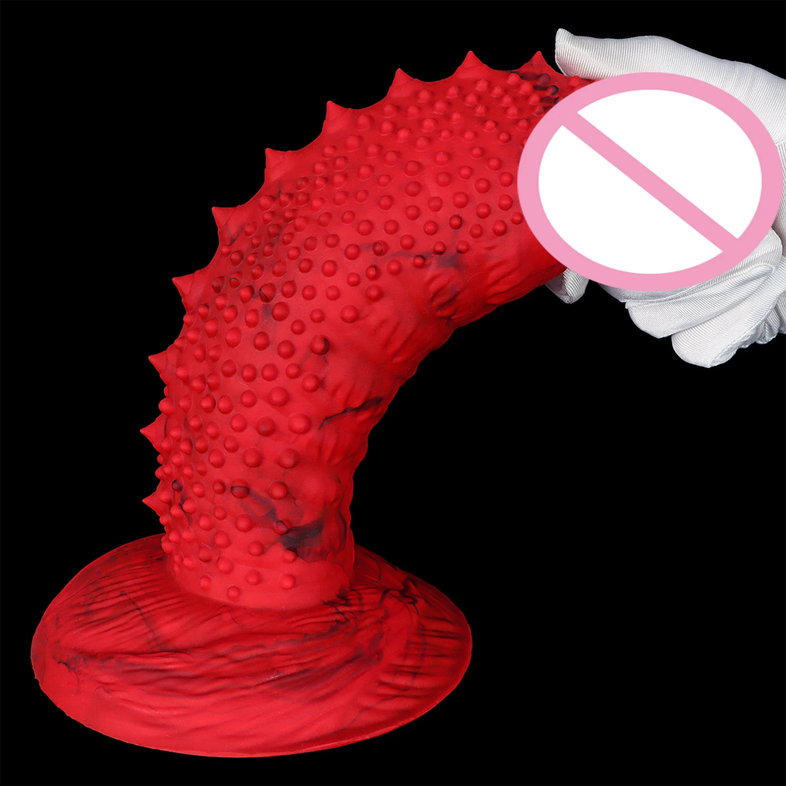 Dildo in silicone rosso con punte e ventosa gioco anale_voghion.com