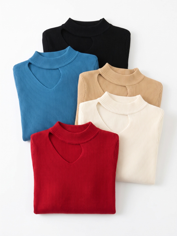 AOSSVIAO Basic Solid Hollow Out Women Sweaters 2026 Autumn Winter Tops Slim Jumper Soft Warm Pull Women Pullover Knitted Sweater