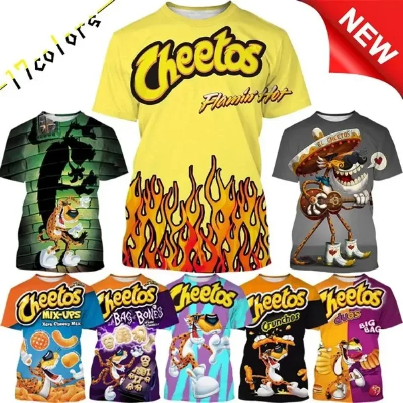 

Cheetos CRUNCHY Food Print T-Shirts Fashion Crew Neck Hip Hop Tops Cool T-Shirts Casual Wear Harajuku Short Sleeves Tee