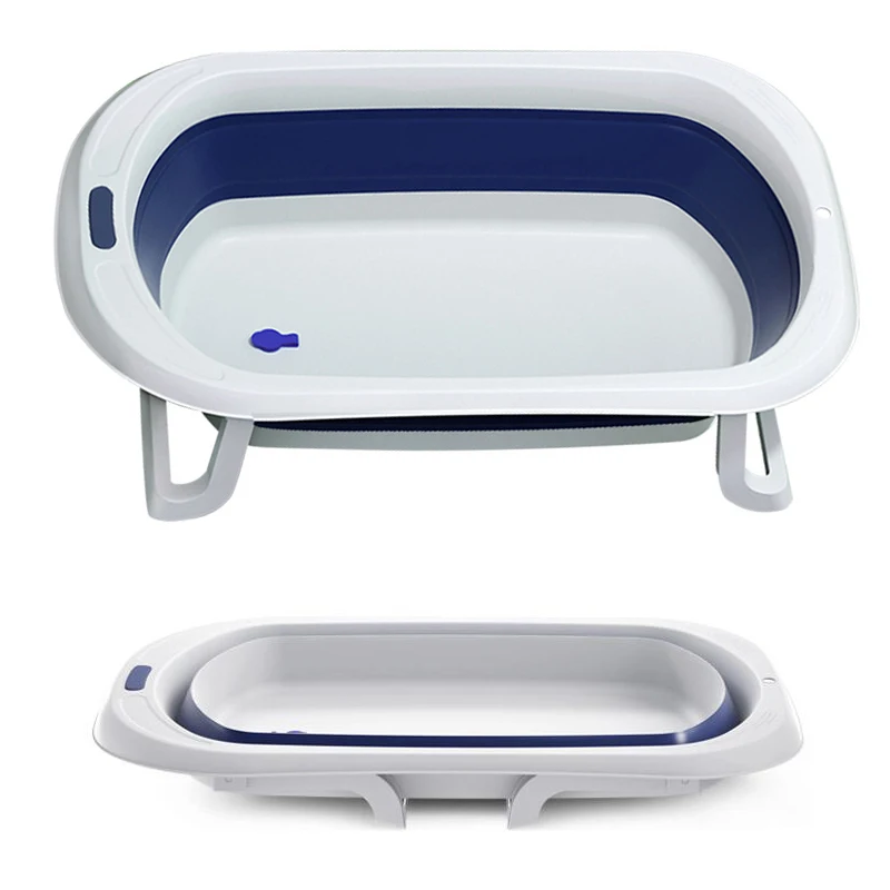 Foldable Baby Bathtub Blue Pink Intelligent Temperature sensing Tub Large Bath Bucket Household Products for Newborn Baby