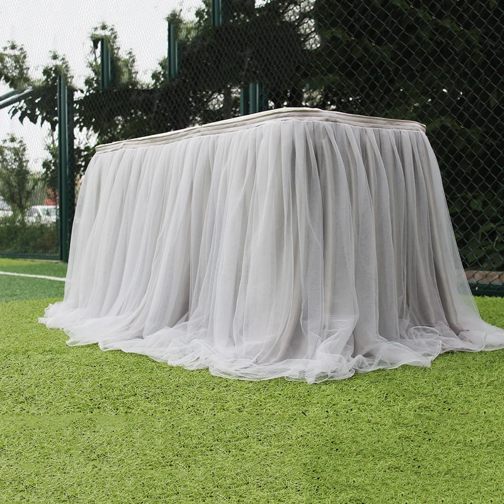 Tulle Table Skirt Elastic Mesh Tulle Tableware Tablecloth For Christmas Holiday Party Table Skirt Wedding Party Decor 100x75cm