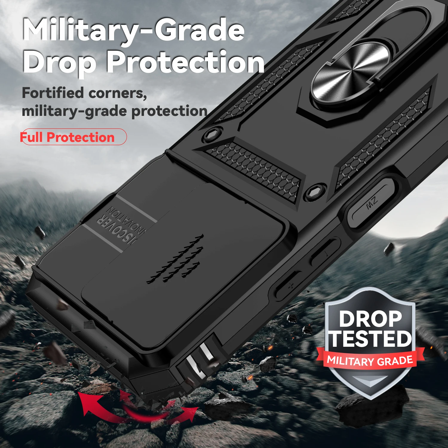 Ring Stand Sliding Cover with Camera Protection - European Edition