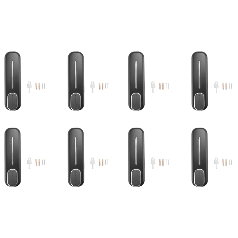 

HOT! 8X Soap Dispenser Wall Mount, 350Ml Hand Liquid Shampoo Shower Gel Dispenser For Bathroom Kitchen Office Black