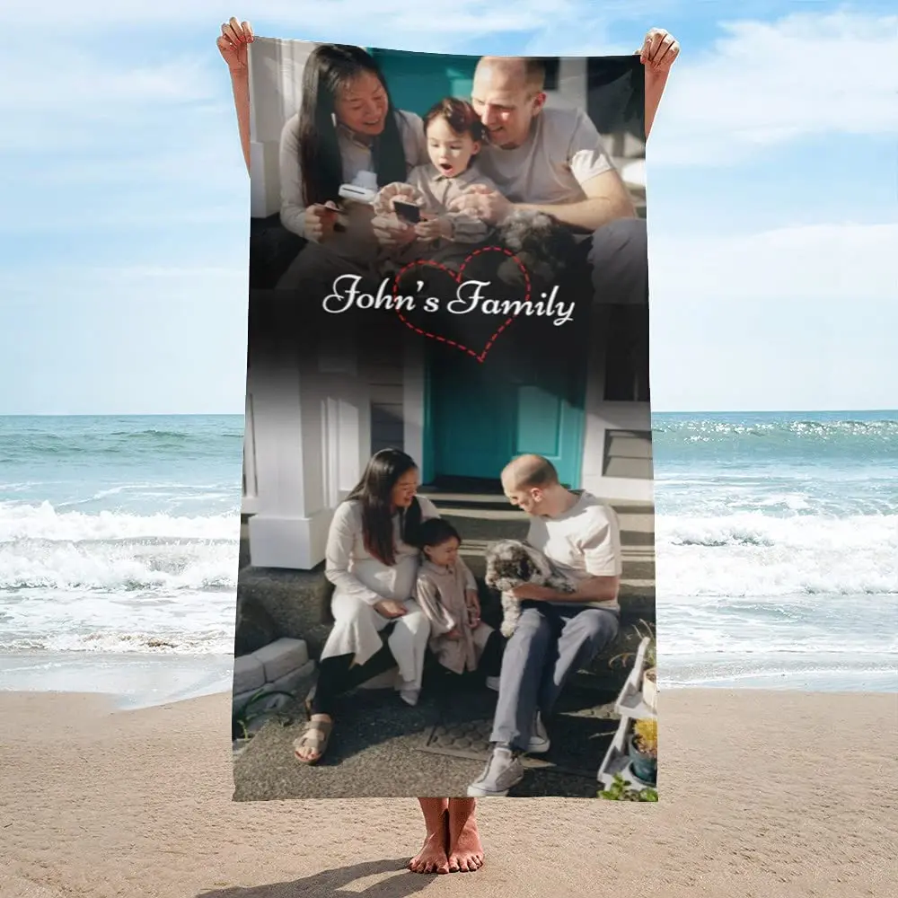 Personalised Beach Towel With Photo Collage Custom Bath Towel_voghion.com