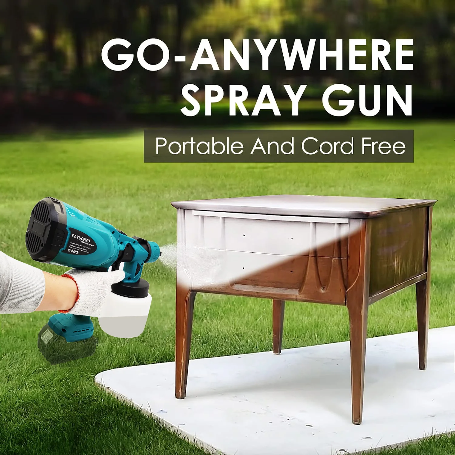 Electric Cordless Paint Sprayer Gun for Wood Fence Furniture Cabinets Walls Fit Makita 18v Battery (without Battery) 4