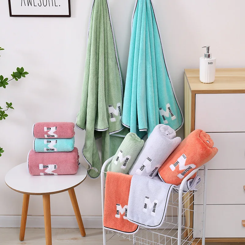 

2pcs/set Microfiber Towel Set Coral Fleece Absorbent Hair Swimming Face Hand Bath Towel Sets Microfibre Bathroom Towels Sets