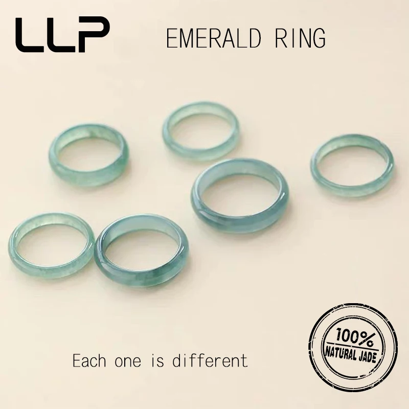Genuine Natural A Goods Jade Blue Water Ring Fashion Charm Women Ice Jade Ring Jewelry Festival Gifts jade ring