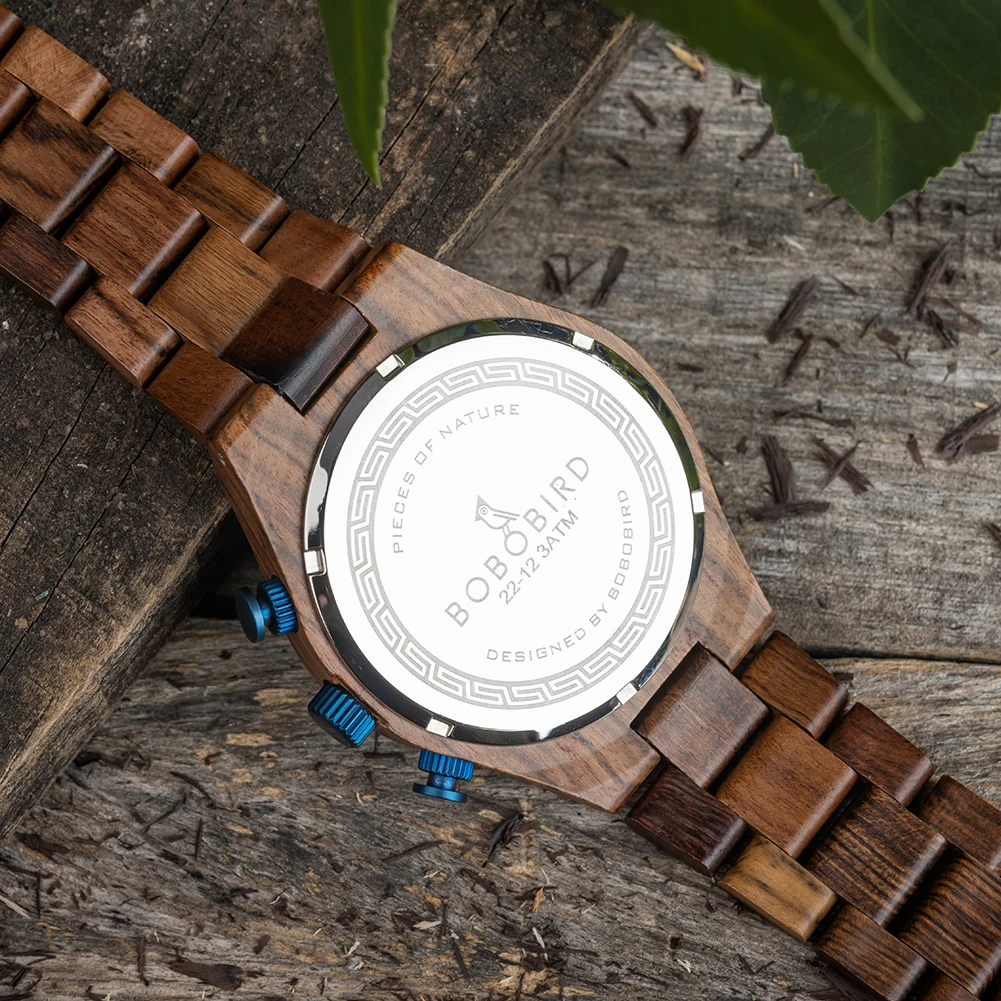 Luxury Wooden Watch BOBO BIRD Men's Watch Quartz Wirstwatches Chronograph Date Display Timepieces Male Customized Gift Dropship