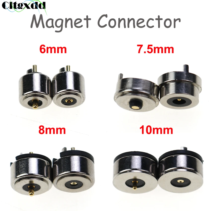 Cltgxdd 1 Paar 6MM 7,5mm 8MM 10MM 2Pin Runde Männlichen Weibliche DC Power Frühling-Geladen magnetische Pogo Pin Lade Stecker