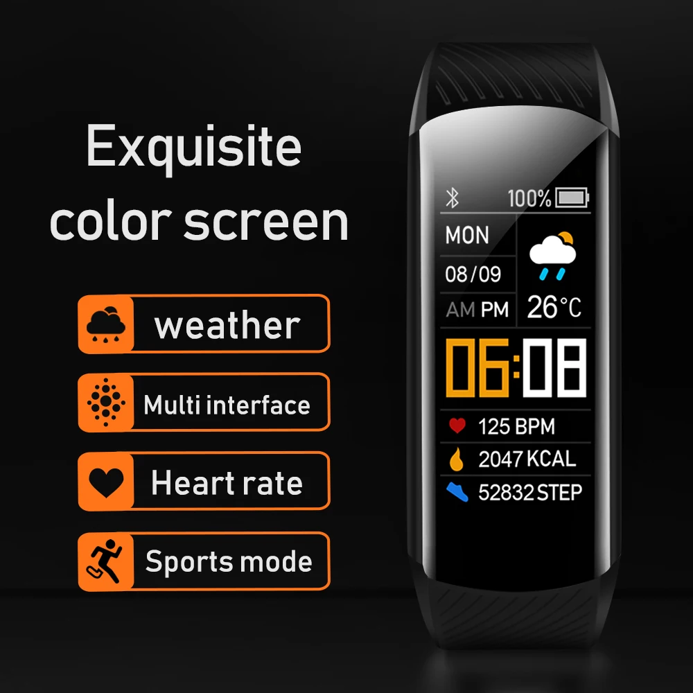 C5S Smartwatch Men Women Waterproof Wristwatch Pedometer Sport Fitness Tracker Monitoring Alarm Clock Information Smart Bracelet 2