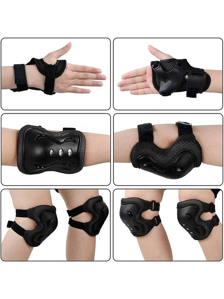 Kids Protective Gear Set Knee Elbow Pads & Wrist Guards for Skateboard Cycling Skating Scooter 6PCS for 3-15 Years