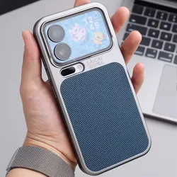 Luxury Matte Retro PU Leather and Hard PC Back Case - Enhanced Quality for Xiaomi 17 pro max (Blue)