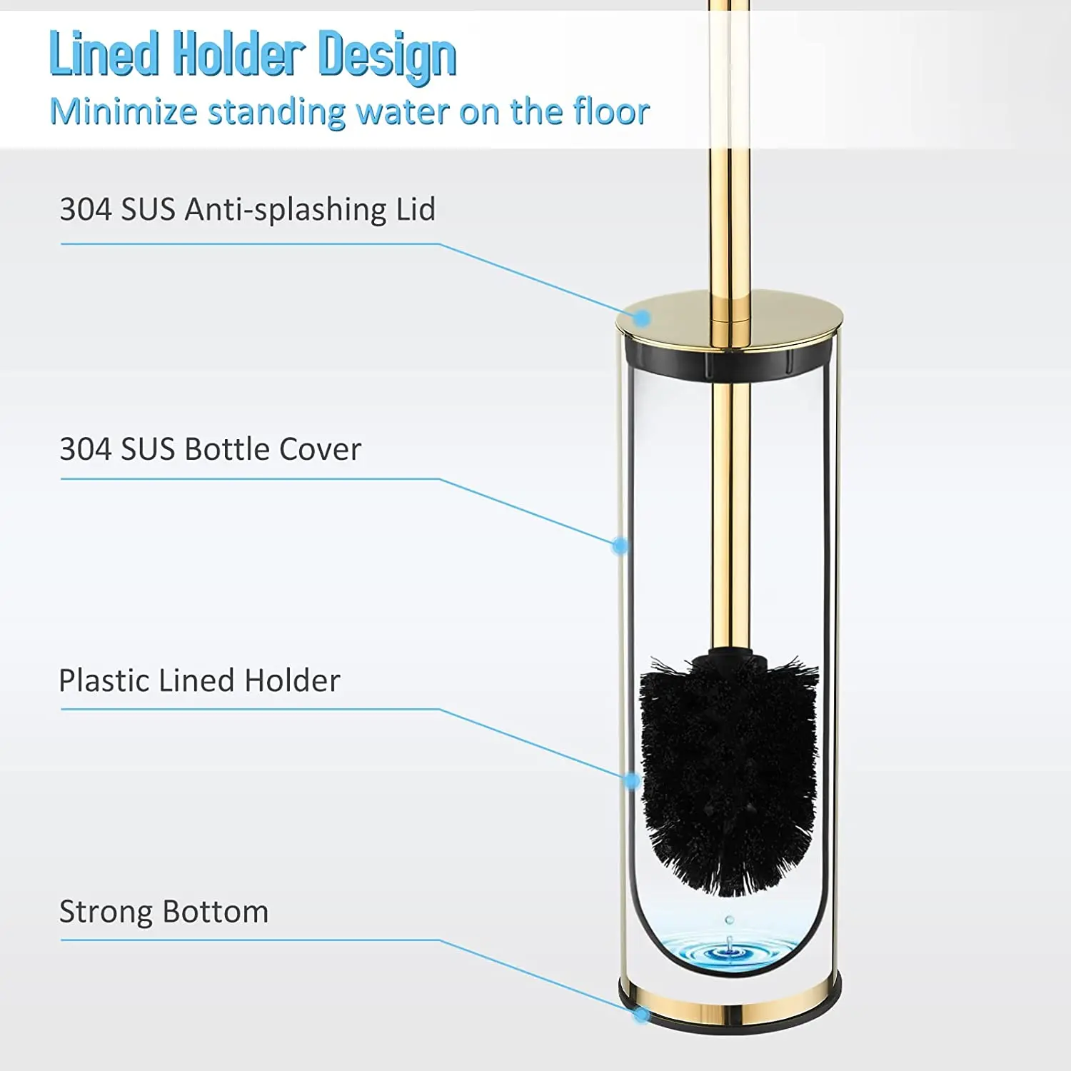Toilet Brush Set 304 Stainless Steel with Holder