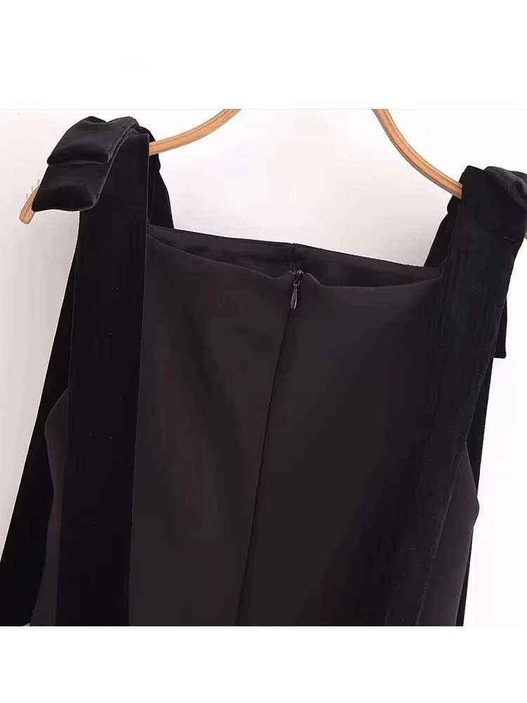 TFMLN Autumn New Women Dress 2024 Slim Chic Sleeveless Dress Bow Casual  Mini Frock Female Fashion Elegant Short Party Dress