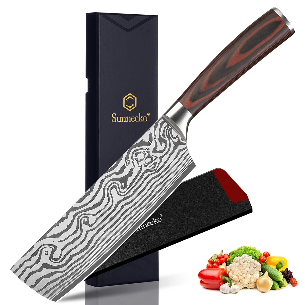 

Нож-Кливер Sunnecko Nakiri из высокоуглеродистой нержавеющей стали, 7/178 мм