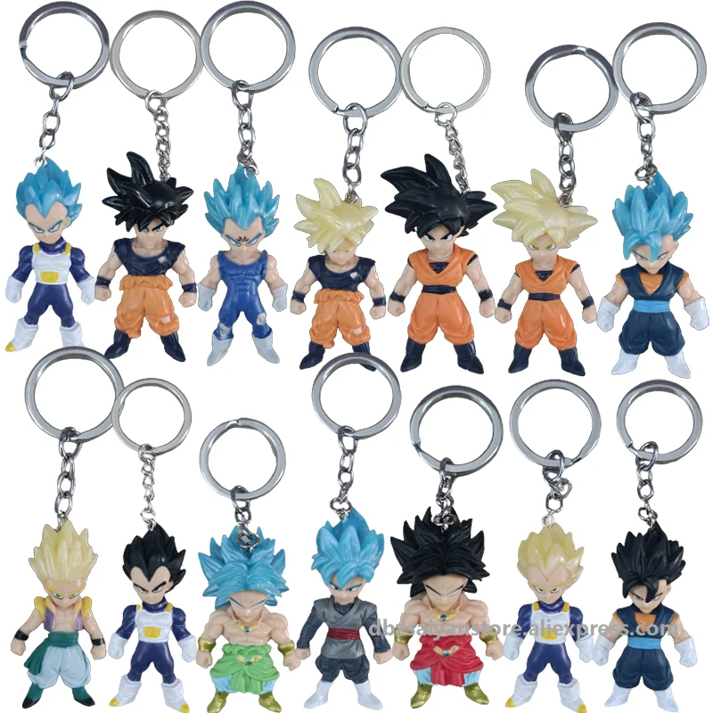 Figuras de Anime de Dragon Ball, caja ciega de juguete de Pvc, Goku, Vegeta, Super Saiyan, llavero aleatorio, colgante de muñecas al por mayor, regalos para niños