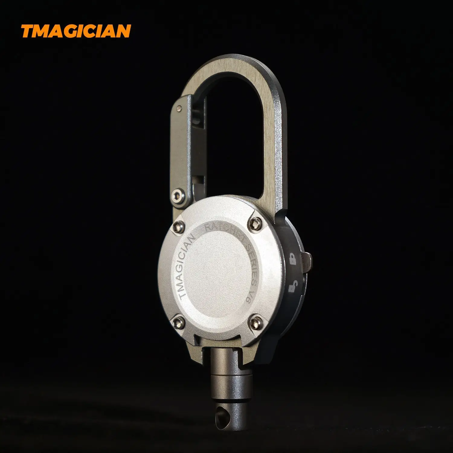 TC4 Titanium Aluminum Alloy Retractable Heavy Duty Pull Reel Carabiner Strong St