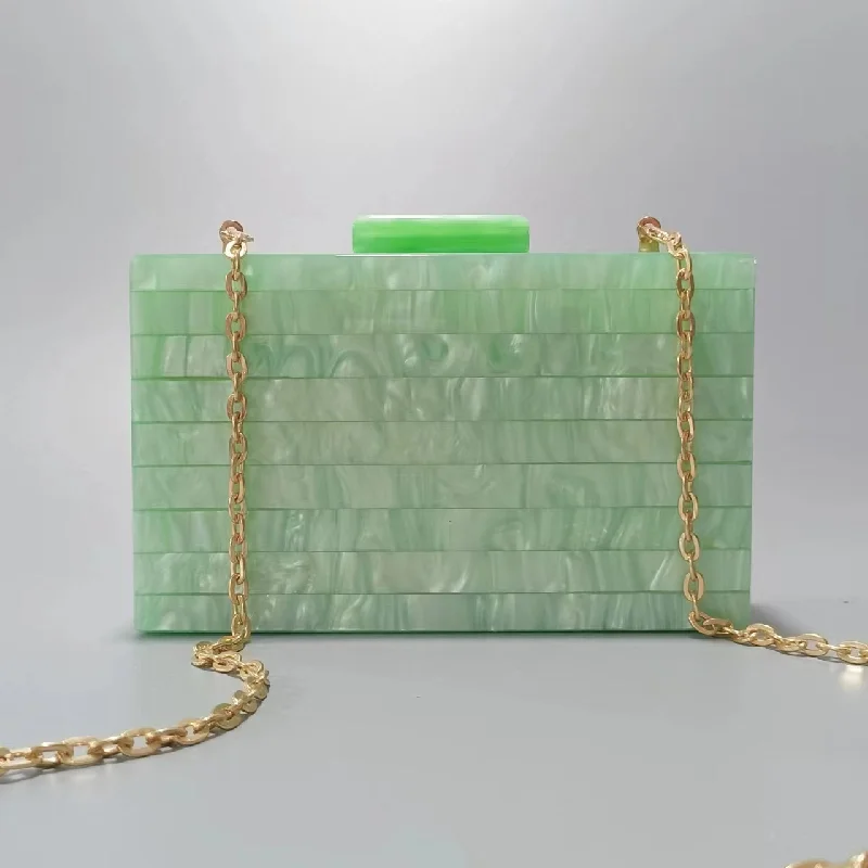 Fashion Crossbody Bag Luxury Shoulder Bags Splicing Clutch New Stripe Pearlescent White Acrylic Wallet Women's Designer Bag