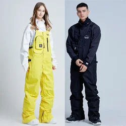 2024 Women Ski Overalls Outdoor Mountain Men Snow Jumpsuit Waterproof Woman Skiing Trousers Suspender Female Hiking Sport Pants