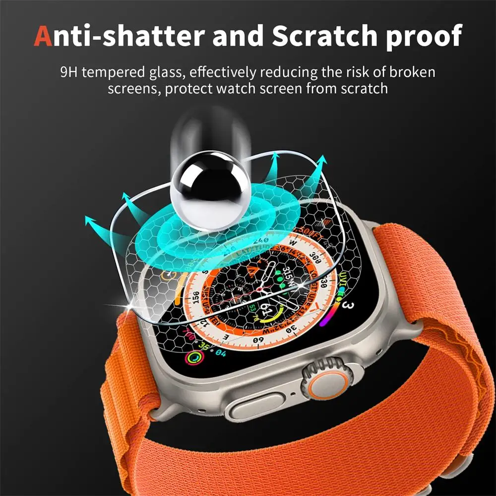 Vidro + capa para apple relógio ultra caso 49mm smartwatch pc pára-choques  protetor de tela pulseira temperado iwatch série acessórios - AliExpress