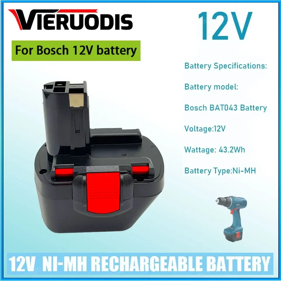 

For Bosch 12V Rechargeable Ni-MH Power Tool Battery 4800MAH 6800MAH 9800MAH BAT043 D70745 PSR12 GSB12 GSR12 BAT038 BAT045 BAT040