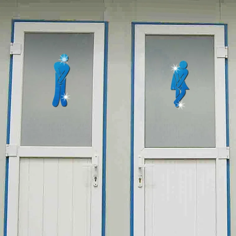 Wall Stickers Home Bedroom Mirror Sticker Toilet Room Sign Decorative Bathroom Sign